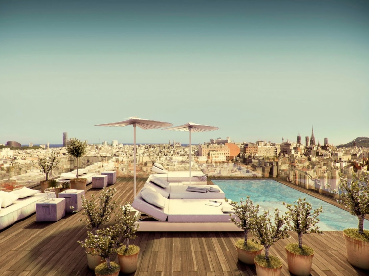 Piscina YURBBAN TRAFALGAR HOTEL con encanto en Barcelona