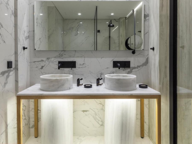 bathroom, coco mat hotel, athens, greece
