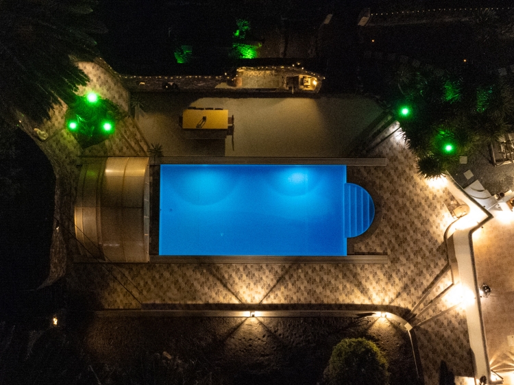 Drone of pool and BBQ area