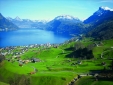Beautiful Swiss village of Beckenried, idyllic at Lake Lucerne
